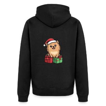 Cadeaux de Noël pour chien de Poméranie - Veste à capuche bio Premium Unisexe - noir - Dos - Nico (187cm)