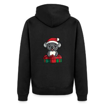 Koala Weihnachten Geschenke - Unisex Premium Bio Zip Hoodie - Schwarz - Hinten - Nico (187cm)