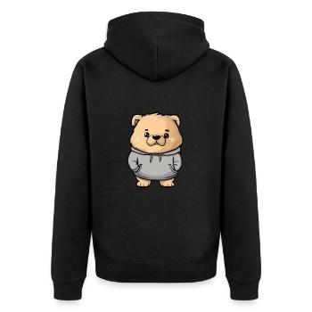 Chow Chow Dog Funny - Unisex Premium Organic Zip Hoodie - black - Back - Nico (187cm)