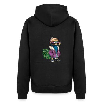 Pfau Vogel Cool Comic - Unisex Premium Bio Zip Hoodie - Schwarz - Hinten - Nico (187cm)