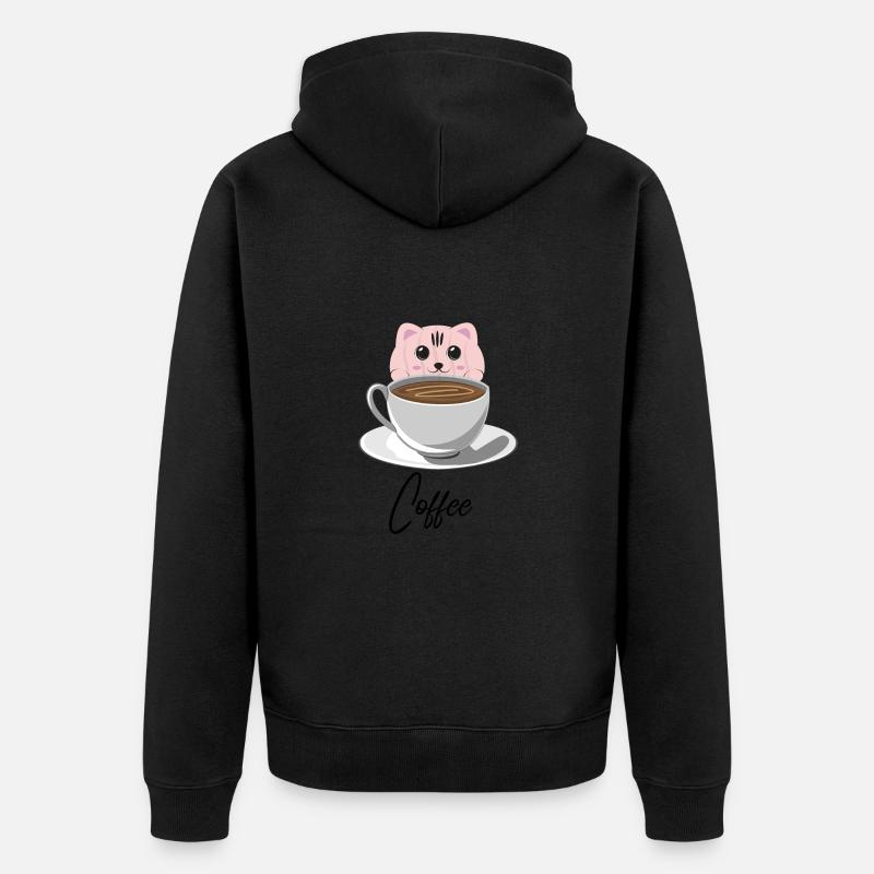 Chat de café - Veste à capuche bio Premium Unisexe - noir