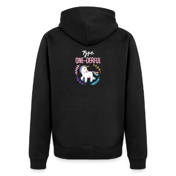 Diabetes Wortspiel Typ Eins One-Derful Geschenk - Unisex Premium Bio Zip Hoodie - Schwarz - Hinten - Nico (187cm)