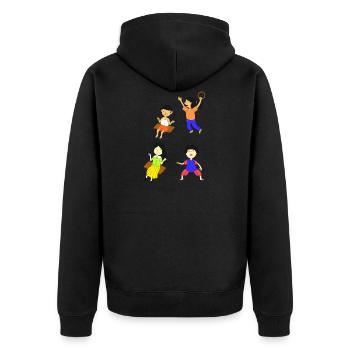 Spielende Kinder - Unisex Premium Bio Zip Hoodie - Schwarz - Hinten - Nico (187cm)