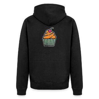 Nourriture de petit gâteau délicieux cadeau de bonbons logo - Veste à capuche bio Premium Unisexe - noir - Dos - Nico (187cm)