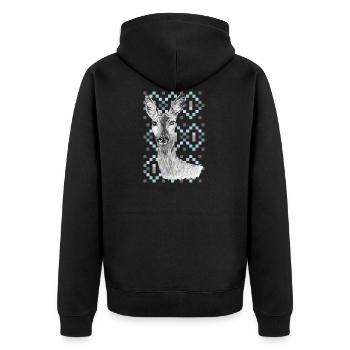 Rogen - Unisex Premium Bio Zip Hoodie - Schwarz - Hinten - Nico (187cm)