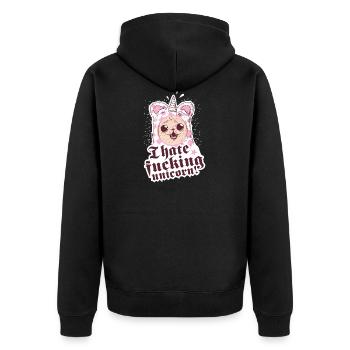 Chien dans Unicorn costume - Veste à capuche bio Premium Unisexe - noir - Dos - Nico (187cm)