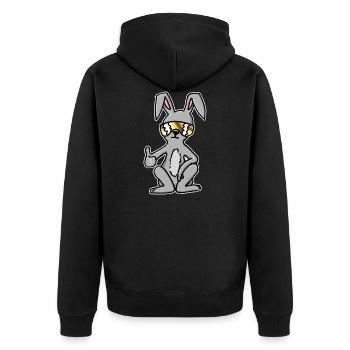 Cooler lustiger Oster Hase für Jungs und Mädchen - Unisex Premium Bio Zip Hoodie - Schwarz - Hinten - Nico (187cm)