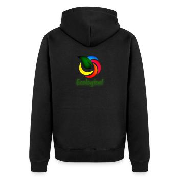 Ecological Logo - Unisex Premium Organic Zip Hoodie - black - Back - Nico (187cm)