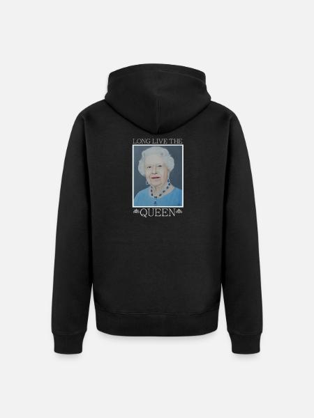 Reine d'Angleterre Elisabeth - Idée cadeau - Veste à capuche bio Premium Unisexe - noir