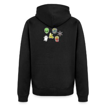 Sticker Bomb Space&Food - Alien, Spirit, Banana,USW - Unisex Premium Organic Zip Hoodie - black - Back - Nico (187cm)