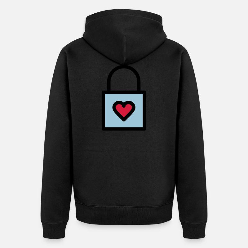 Vorhängeschloss, Liebesschloss - Unisex Premium Bio Zip Hoodie - Schwarz
