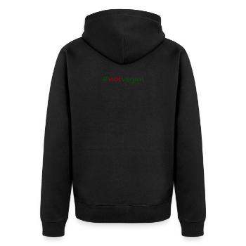 #notvegan - not vegan! - Unisex Premium Bio Zip Hoodie - Schwarz - Hinten - Nico (187cm)