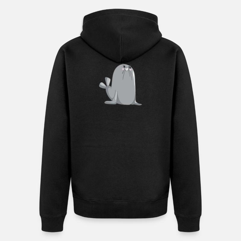 Süße Robbe - Unisex Premium Bio Zip Hoodie - Schwarz
