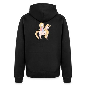Pony fille - Veste à capuche bio Premium Unisexe - noir - Dos - Nico (187cm)