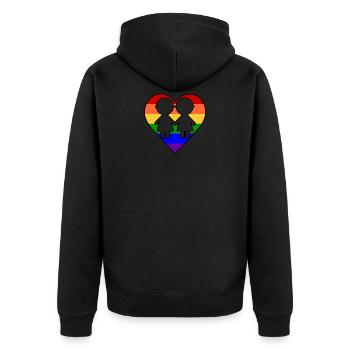 Frauenherz - Unisex Premium Bio Zip Hoodie - Schwarz - Hinten - Nico (187cm)