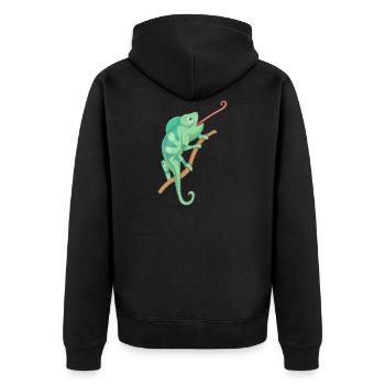 Caméléon vert - Veste à capuche bio Premium Unisexe - noir - Dos - Nico (187cm)