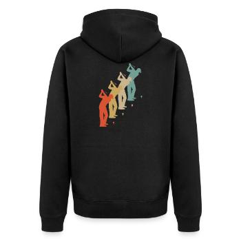 Retro Vintage Style Golf Golfer Golfspieler - Unisex Premium Bio Zip Hoodie - Schwarz - Hinten - Nico (187cm)