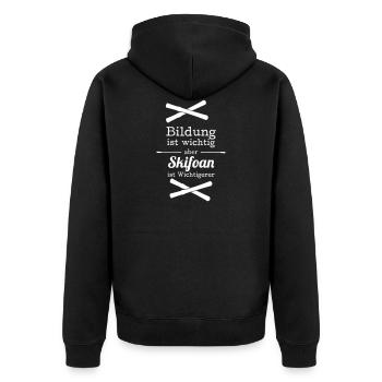 Bildung ist Wichtig aber Skifoan ist wichtigerer - Unisex Premium Bio Zip Hoodie - Schwarz - Hinten - Nico (187cm)