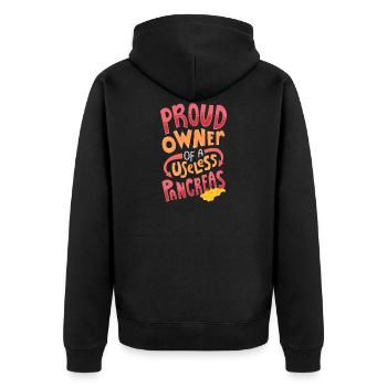 Stolzer Besitzer eines nutzlosen Pankreas-Geschenks - Unisex Premium Bio Zip Hoodie - Schwarz - Hinten - Nico (187cm)