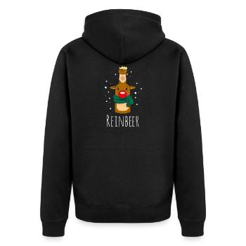 REINBEER - Rentier Weihnachtsfeier Party - Unisex Premium Bio Zip Hoodie - Schwarz - Hinten - Nico (187cm)
