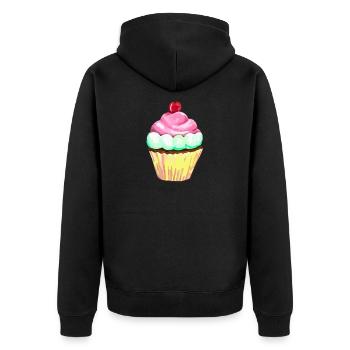 cake - Unisex Premium Organic Zip Hoodie - black - Back - Nico (187cm)