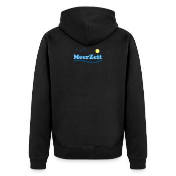 MeerZeit 1 - Unisex Premium Bio Zip Hoodie - Schwarz - Hinten - Nico (187cm)
