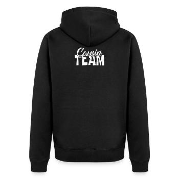 Équipe cousine - Veste à capuche bio Premium Unisexe - noir - Dos - Nico (187cm)