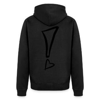 Exclamation mark with heart black - Unisex Premium Organic Zip Hoodie - black - Back - Nico (187cm)