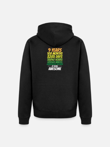 9th birthday! - Unisex Premium Organic Zip Hoodie - black