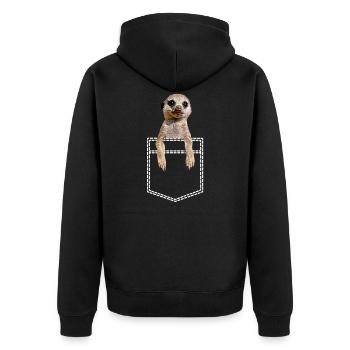 Erdmännchen In Brusttasche Hemdtasche - Unisex Premium Bio Zip Hoodie - Schwarz - Hinten - Nico (187cm)