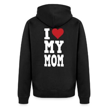 I love my MoM Mutter Mama Mami Mammy Mummy Eltern - Unisex Premium Bio Zip Hoodie - Schwarz - Hinten - Nico (187cm)