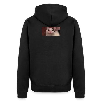 meme cat - Unisex Premium Bio Zip Hoodie - Schwarz - Hinten - Nico (187cm)