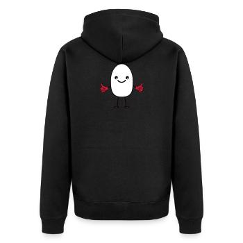 lachendes ei - Unisex Premium Bio Zip Hoodie - Schwarz - Hinten - Nico (187cm)