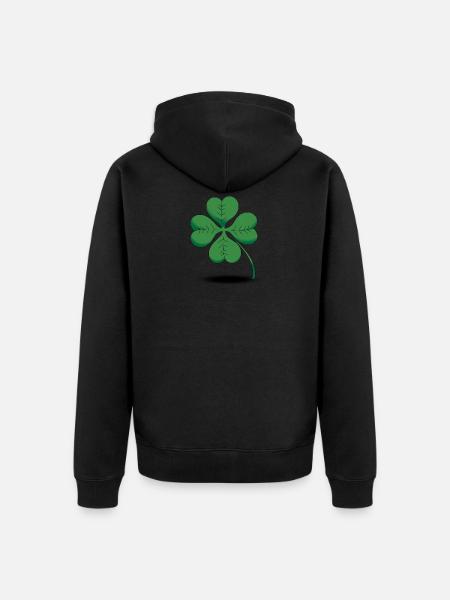 Four-leaf clover luck lucky charm 4 - Unisex Premium Organic Zip Hoodie - black