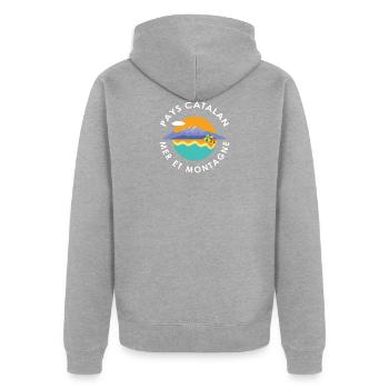Catalan country sea and mountain - Unisex Premium Organic Zip Hoodie - heather grey - Back - Nico (187cm)