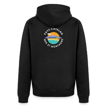 Katalanisches Landmeer und Berg - Unisex Premium Bio Zip Hoodie - Schwarz - Hinten - Nico (187cm)