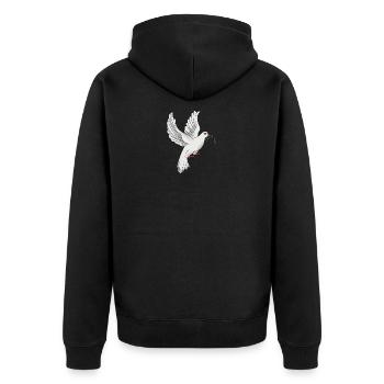 Friedenstaube mit Olivenzweig Taube Olive Zweig - Unisex Premium Bio Zip Hoodie - Schwarz - Hinten - Nico (187cm)