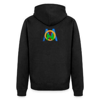 Moin extra Farbig und Bunt auf dem Punkt - Unisex Premium Bio Zip Hoodie - Schwarz - Hinten - Nico (187cm)