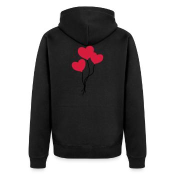 Herzballons / heart balloons / ballon coeur - Unisex Premium Bio Zip Hoodie - Schwarz - Hinten - Nico (187cm)