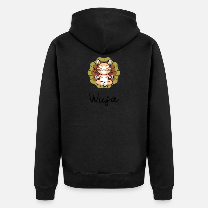 Méditation de chat Wusa Yoga - Veste à capuche bio Premium Unisexe - noir