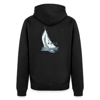 sailboat,sea,gift,maritim,cool,trend, - Unisex Premium Organic Zip Hoodie - black - Back - Nico (187cm)