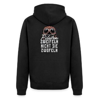 Pilot - Unisex Premium Bio Zip Hoodie - Schwarz - Hinten - Nico (187cm)