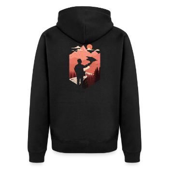 Falconer outdoors design falconry hawking falconer - Unisex Premium Organic Zip Hoodie - black - Back - Nico (187cm)