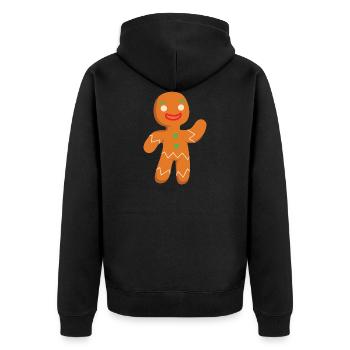 Gingerbread Man - Unisex Premium Organic Zip Hoodie - black - Back - Nico (187cm)