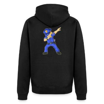 Polizei abtupfen - Unisex Premium Bio Zip Hoodie - Schwarz - Hinten - Nico (187cm)