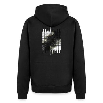 SCHACH SCHACHBRETT SCHACHFIGUREN - Unisex Premium Bio Zip Hoodie - Schwarz - Hinten - Nico (187cm)