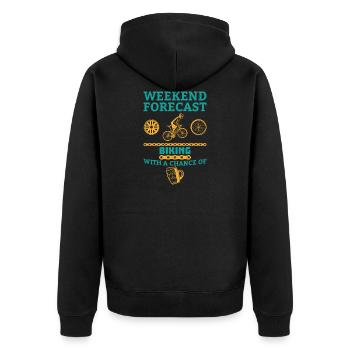 Weekend forecast biking Geschenk Radfahrer Sport - Unisex Premium Bio Zip Hoodie - Schwarz - Hinten - Nico (187cm)