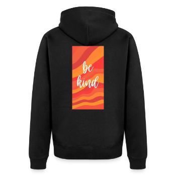 Be Kind Red Tones - Unisex Premium Organic Zip Hoodie - black - Back - Nico (187cm)