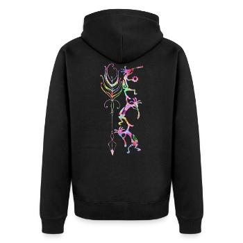Kokopelli Musician Acrobats - Boho Feather 1 - Veste à capuche bio Premium Unisexe - noir - Dos - Nico (187cm)