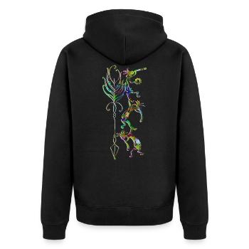 Kokopelli Musician Acrobats - Boho Feather 2 - Veste à capuche bio Premium Unisexe - noir - Dos - Nico (187cm)